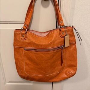 Coach Orange Leather Shoulder Bag